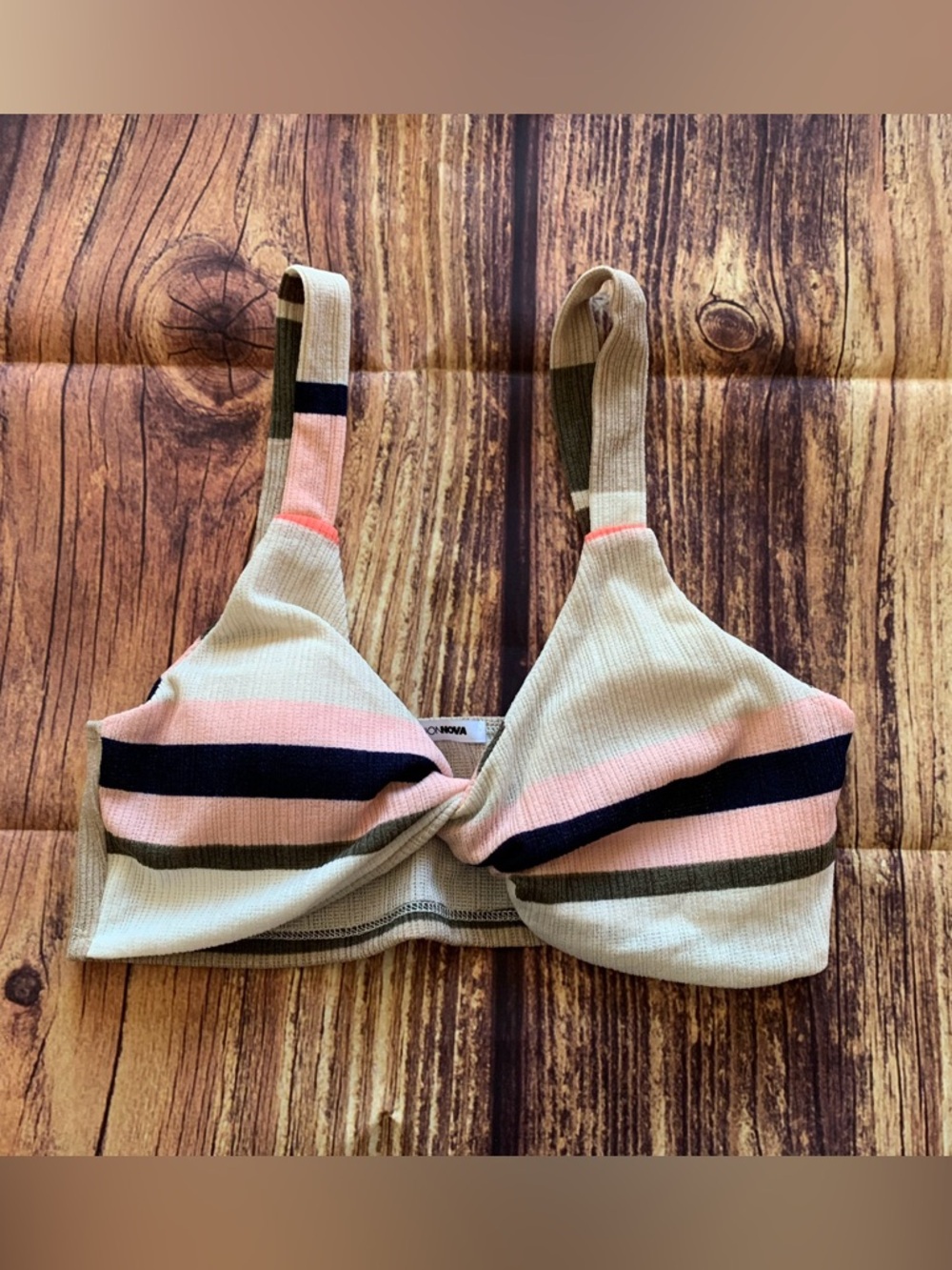 Fashion Nova Women's Pullover Stripped Ribbed Multicolor Bikini Top Size: XL